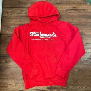 Stew Leonard’s Small Red Unisex Hoodie Sweatshirt Stew Leonard Grocery Dairy